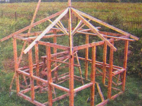 каркас беседки из бруса и стропил